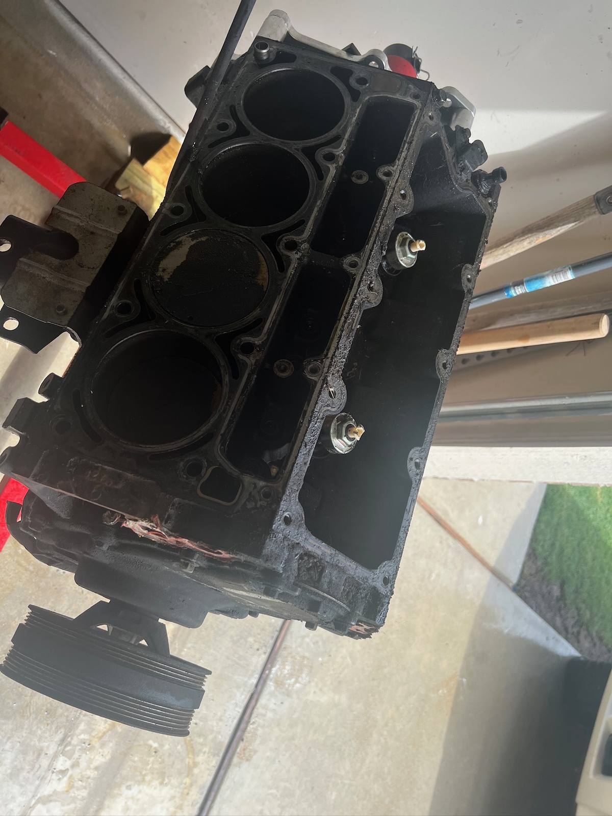 Bare LS block stripped and prepped for the 408 build